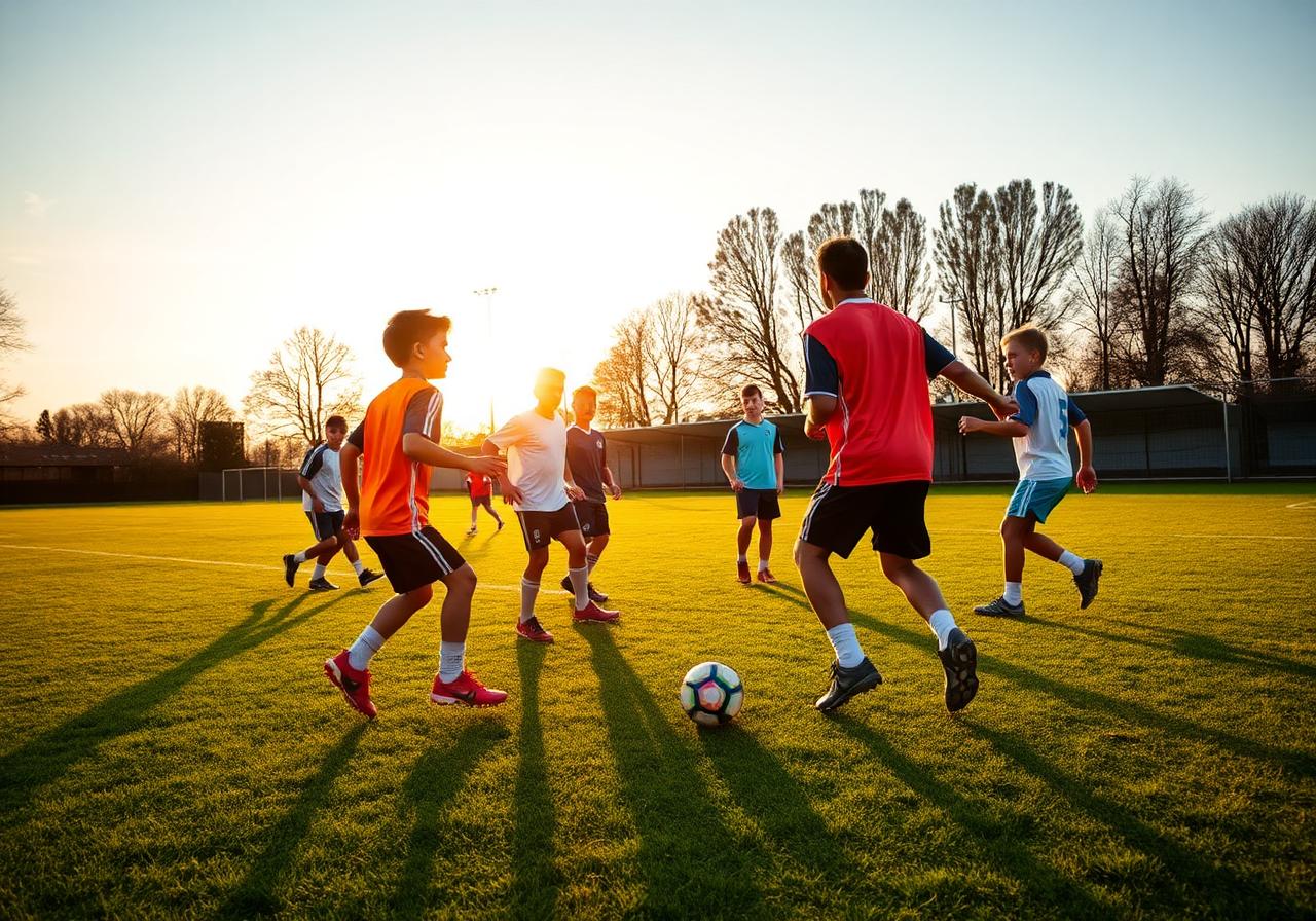 DPJ Football Academy players training on the pitch